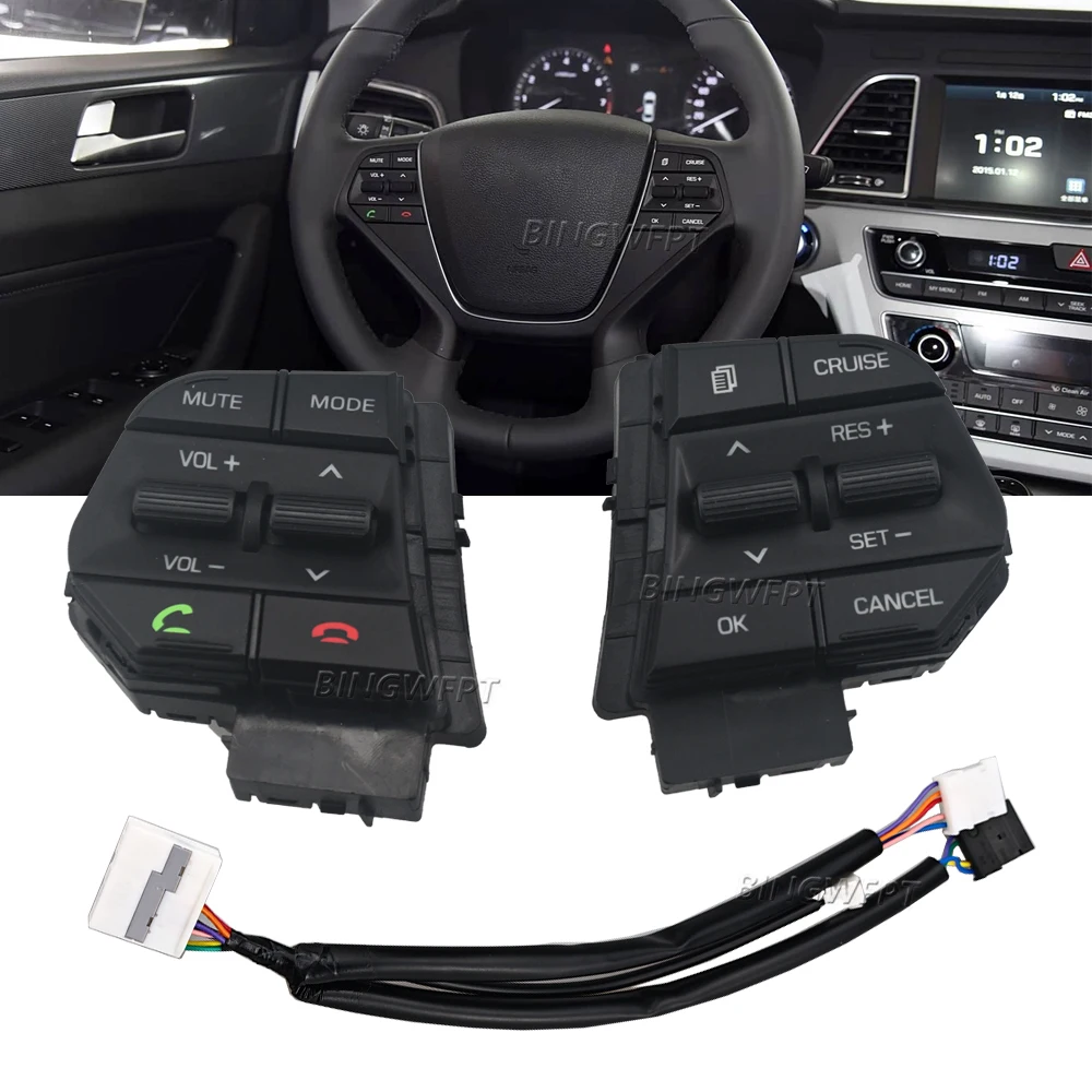 

With Wire Multifunctional Steering Wheel Volume Telephone Button Cruise Control Switch For Hyundai Sonata 9 2.4L 2015 2016 2017