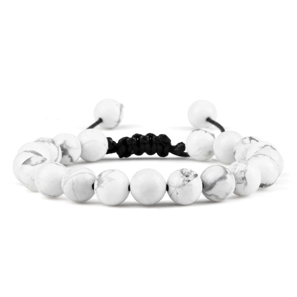 Adjustable Couples Bracelets with Black & White Beads