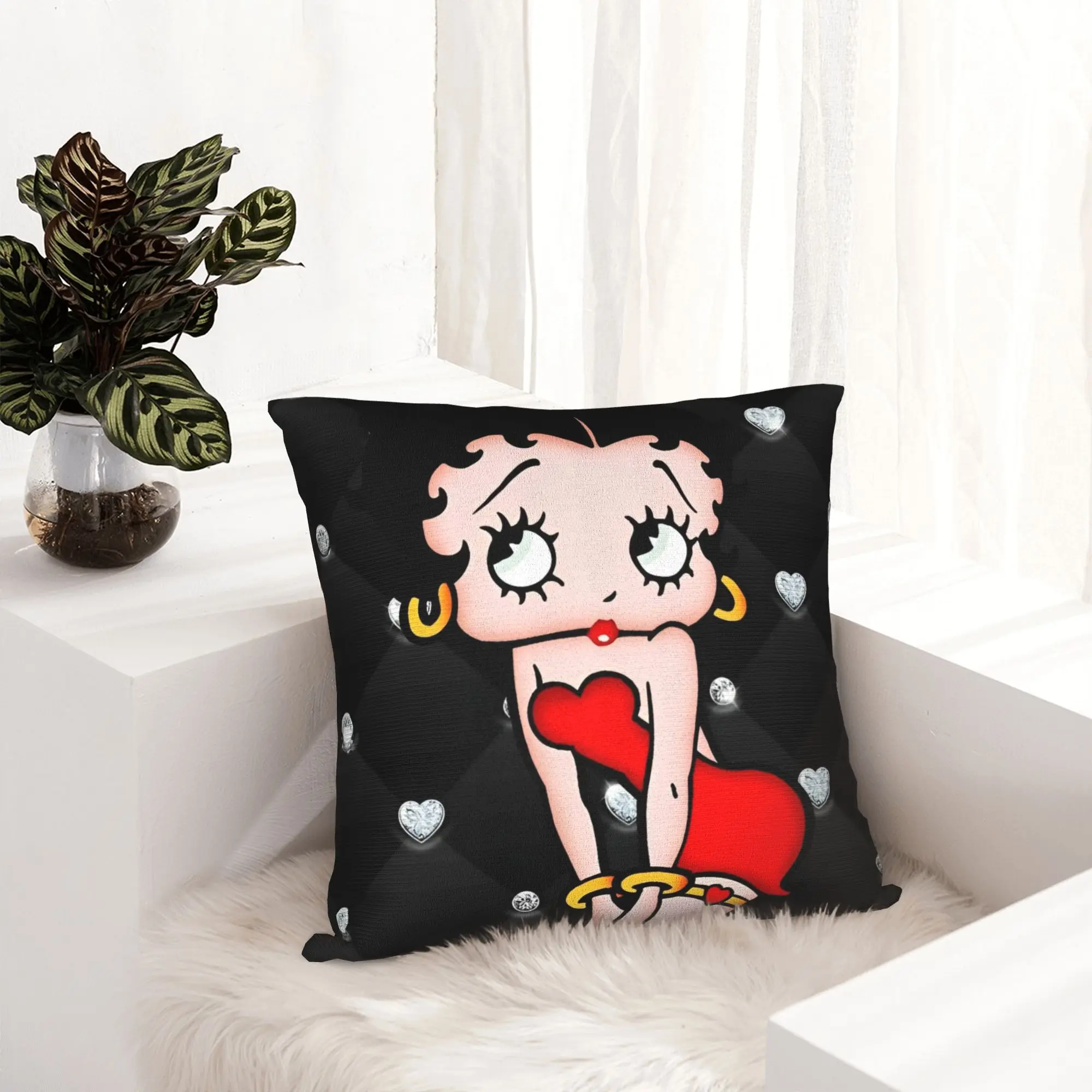 Cute B-bettys BoopS Luxury  Pillowcase Double-sided Printing Fabric Cushion Cover Decor  Pillow Case Cover Home Square 40X40cm