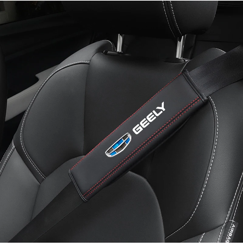 2Pcs Leather Car Safety Belt Shoulder Cover Pads For Geely Cooley Emgrand Global Hawk Okavango Aktie Tugella Car