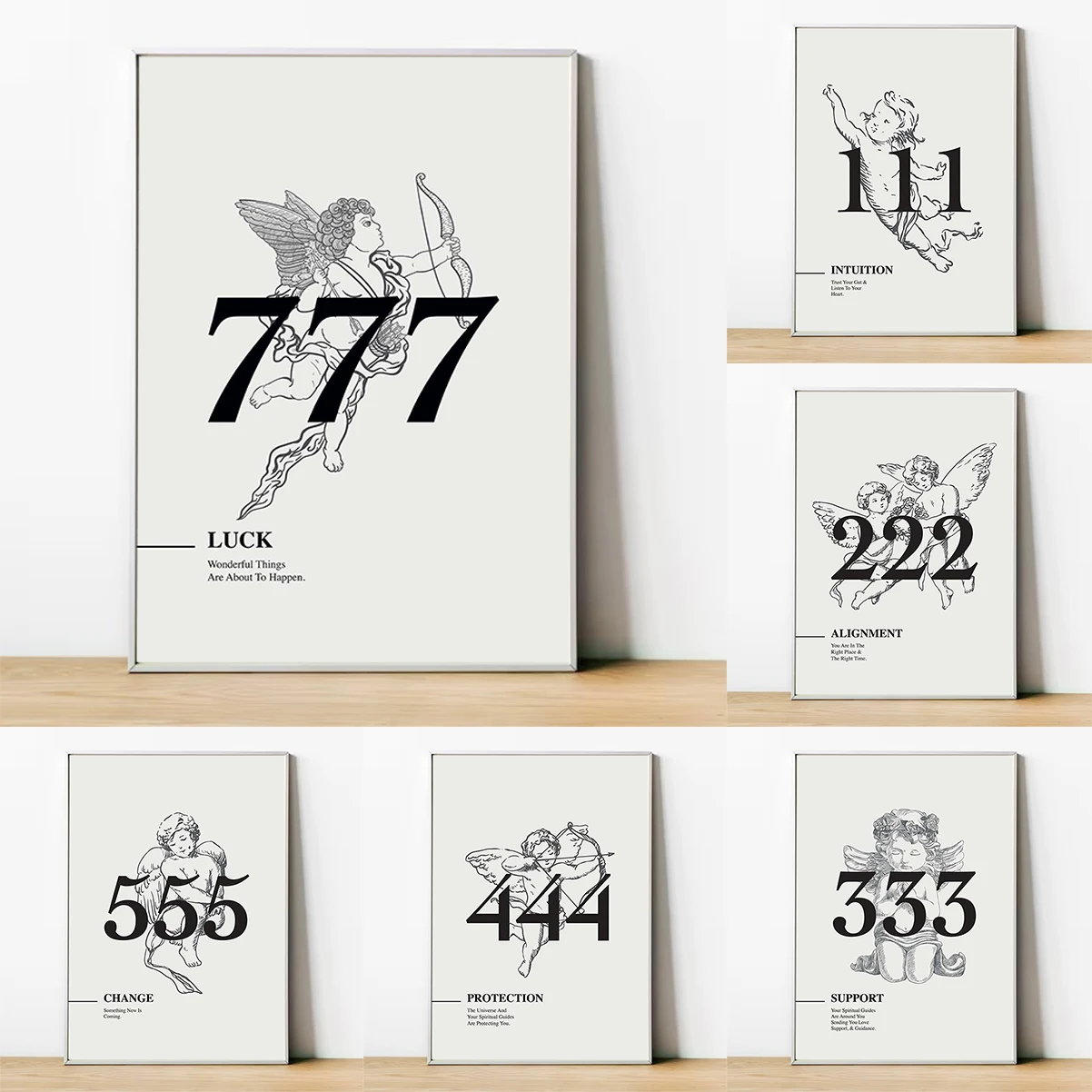 

777 Angel Number Poster Print Canvas Painting Lucky Number Energy Spiritual Wall Art Picture for Living Room Home Decor