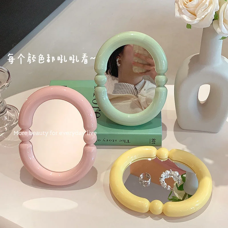 Adorable Makeup Mirror Ideal for Home Bedroom Desk & Dormitory Cute Folding Desktop High Definition Makeup Mirror