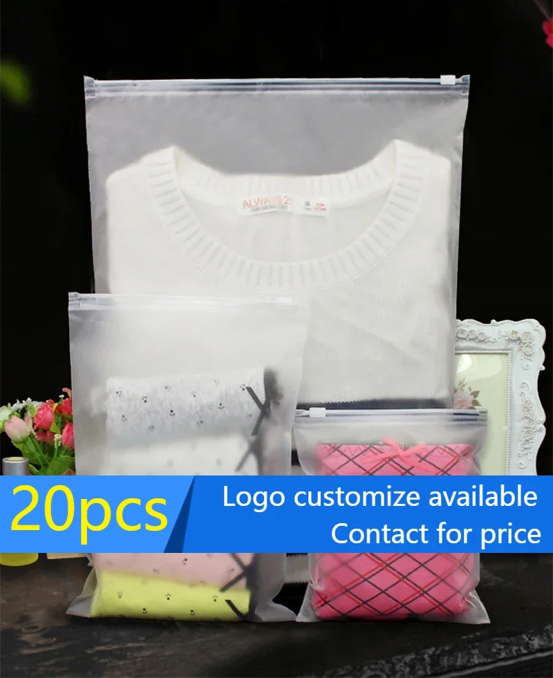 20 pcs Frosted Zipper Bag Home Travel Cloth T-shirt Scarf Doll Storage Packaging With Air Hole Resealable Self Seal