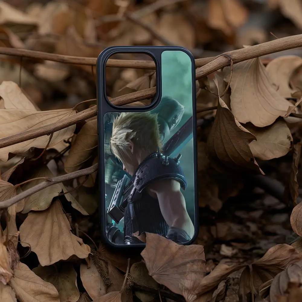 Чехол для телефона Final Fantasy VII Remake для iPhone 16, 15, 14, 13, 12, 11 Pro Max Plus, черная рамка, акриловый твердый корпус из углеродного волокна
