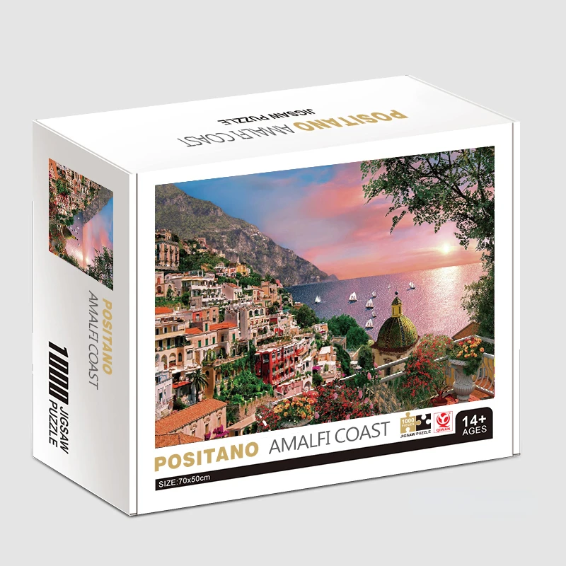 70*50cm Adult Puzzle 1000 Pieces Paper Jigsaw Puzzles Positano Amalfi Coast Famous Painting Series Learning Education Craft Toys