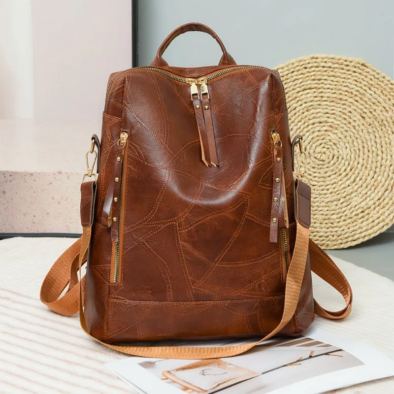 Women PU Leather Convertible Backpack Anti-theft Large Fashion Designer Large Travel Bag Ladies Shoulder Bags Crossbody Bag