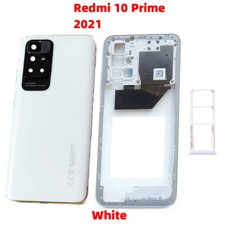 Carcasa trasera para Xiaomi Redmi 10 , 10 Prime 2022, carcasa de Marco medio con lente de cámara y bandeja para tarjeta Sim, piezas de teléfono