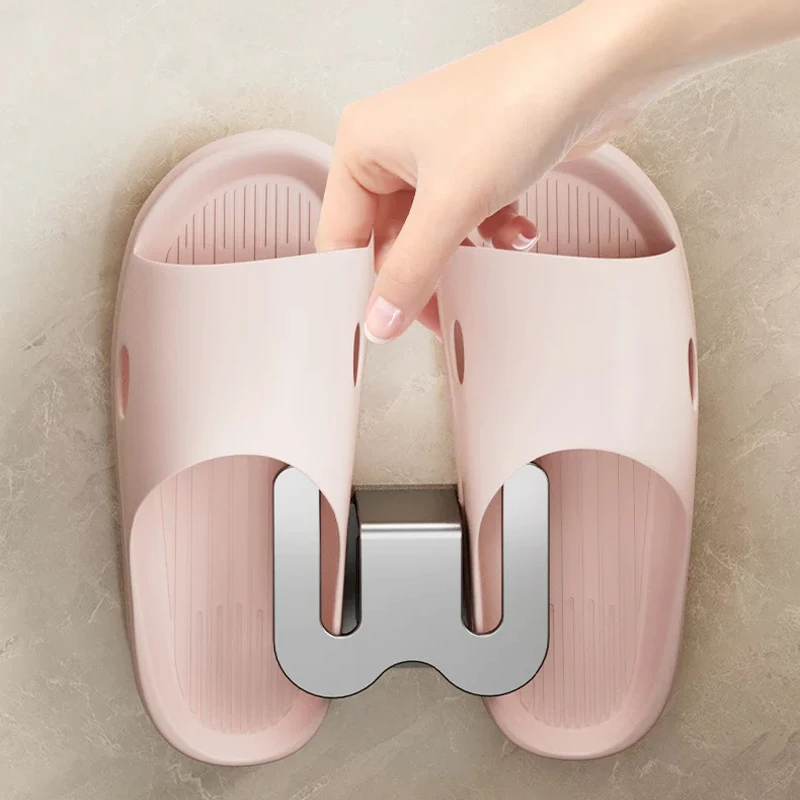 1pc Shoes Rack Slipper Storage Organizer Hanger Multifunctional Non Perforated Wall Mounted Storage Hook Door Slipper Hanger