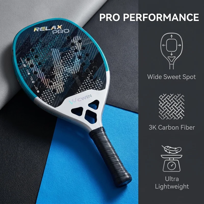 cwin-relax-pro-beach-tennis-3k-full-carbon-fiber-rude-face-feminino-raquete-beach-tennis-carbon-frame-professional-masculina-new