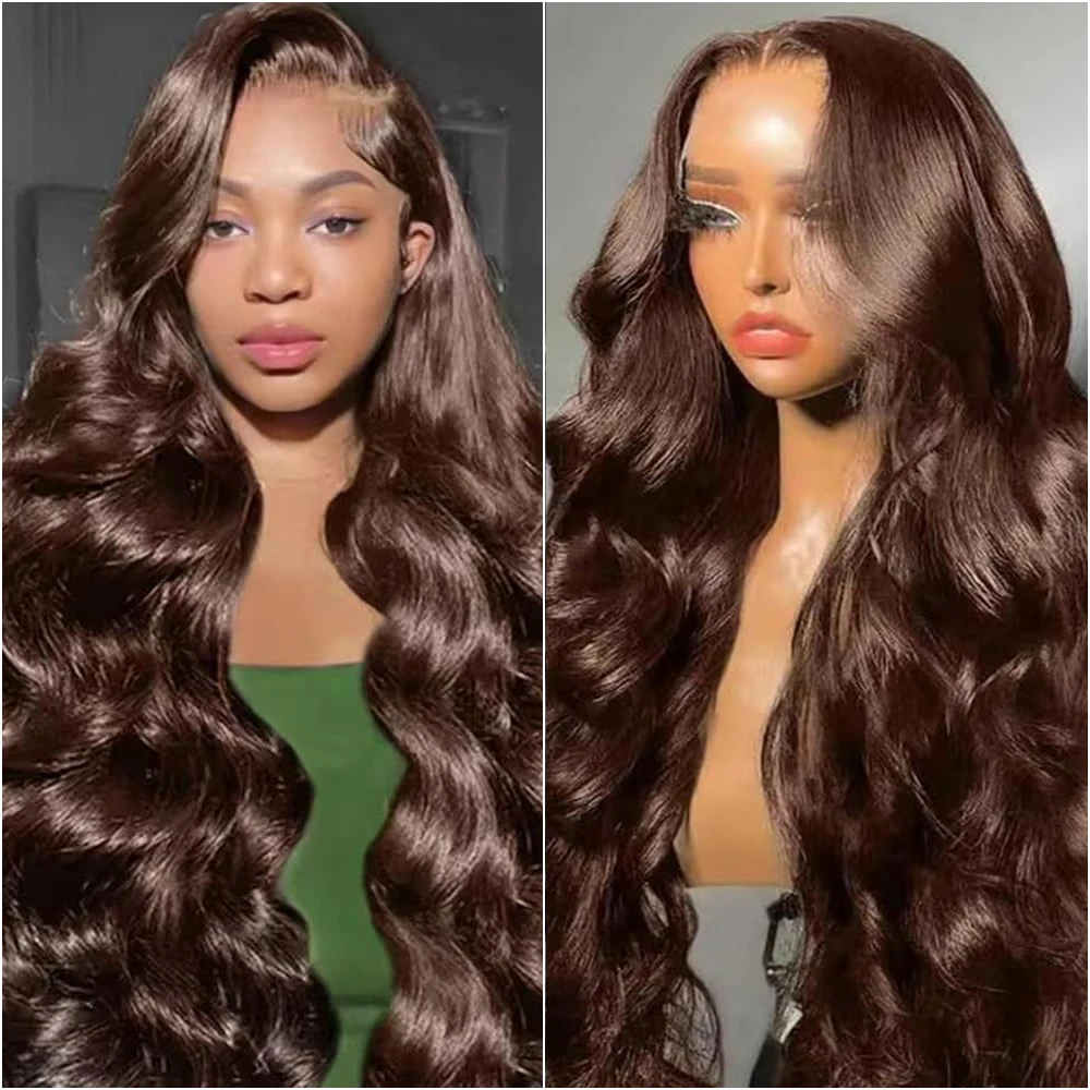 

13x6 Hd Lace Frontal Wig Chocolate Brown Wigs Body Wave 13x4 HD Lace Front Wigs Pre Plucked Brazilian For Black Women 30 40 Inch