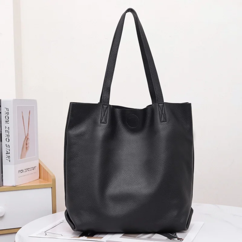 

Женская сумка-тоут из натуральной кожи, большая вместительная сумка через плечо из мягкой кожи, простой стиль, для путешествий, работы, поездок на работу, сумка для покупок