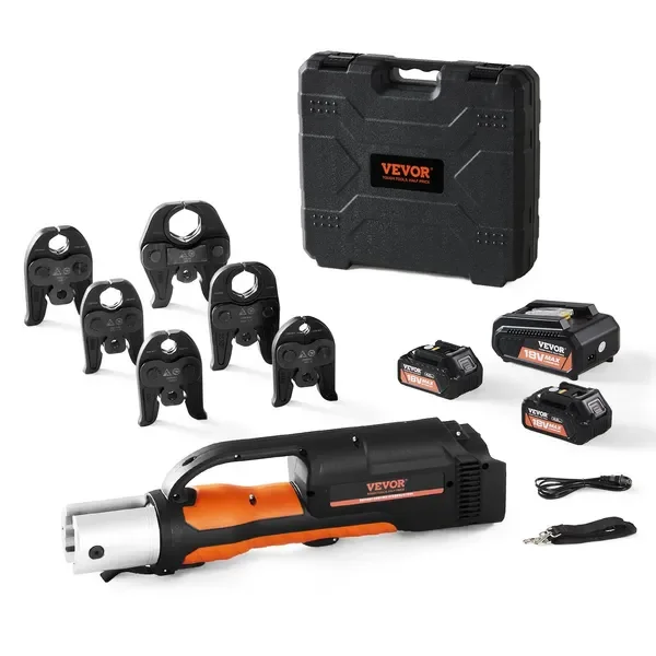 

Pro PrTool, 18V Electric Pipe Crimping Tool for 1/2' to 2' StainlSteel, Copper, PEX Pipes, PrTool Kit with 6 Pro PrJaws, 2PCS