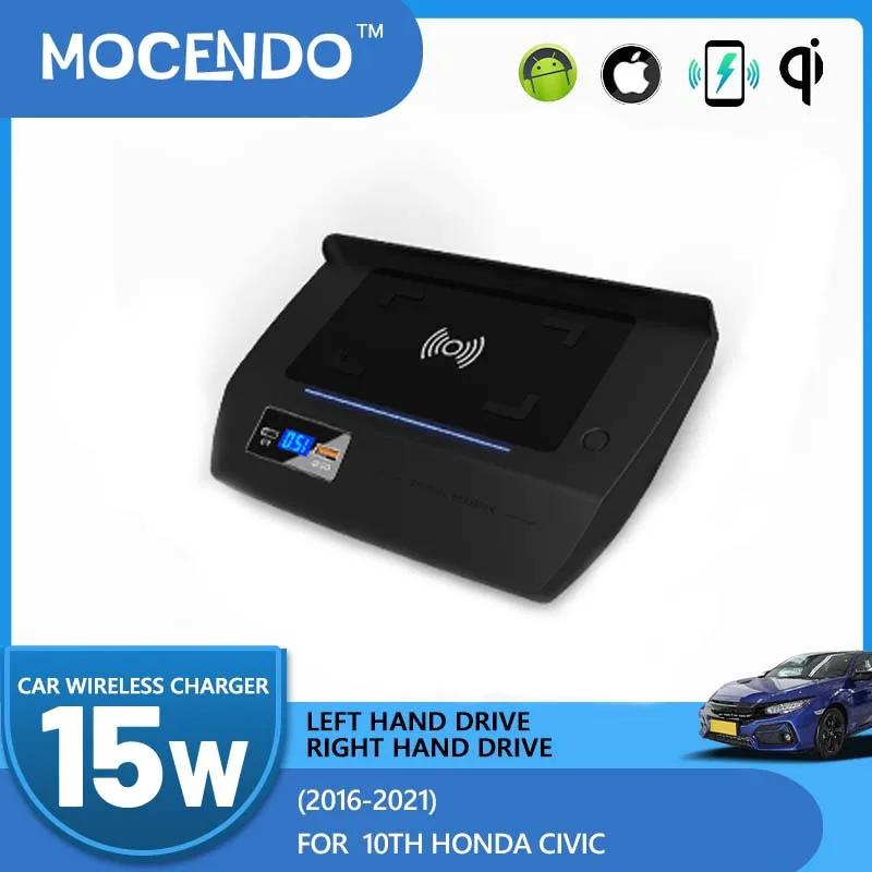 

Автомобильное беспроводное зарядное устройство для Honda Civic 2016-2021, адаптер для быстрой зарядки сотового телефона, внутренняя модификация, автоаксессуары