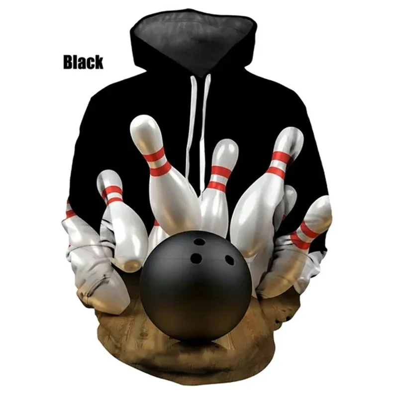 The Bowling Ball Graphic Hoodies For Men 3D Ground Ball Printed Hooded Sweatshirts Kid Fashion Gym Sports Pullovers Women Hoodie