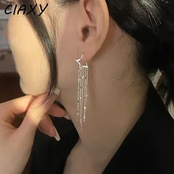 CIAXY Silver Color Hollow Star Earrings for Women Tassel Ear Chain Earring Fashion Jewelry Wholesale