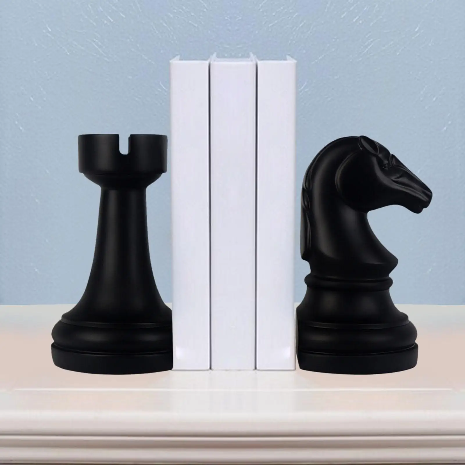 2 Pieces Chess Bookend Dividers Boho Office Decor Chess Ornament Sculpture