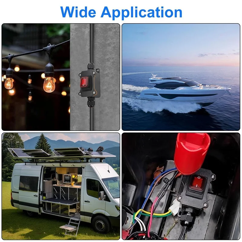 

AT21-Inline Power Switch DC12-24V DPST On Off Toggle Switch For Outdoor Electrical Appliances With Red Light & 10 AWG Cable Wire