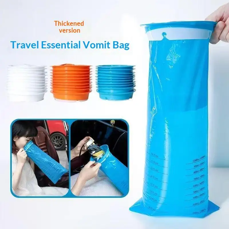 25Pcs 1000ML Portable Disposable Travel Car Airplane Motion Sickness Nausea Vomit Cleaning Bag Clean Eco-Friendly Plastic Bag