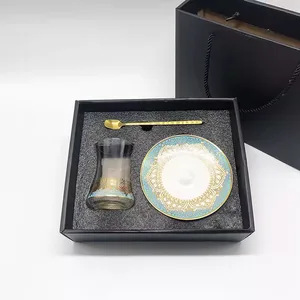 فنجان قهوة بنمط رائع على الطراز التركي ، كوب رئيسي منزلي بسيط ، صحن عربي غريب لطيف ومجموعة أكواب أفضل 12 مبيعات أكواب شاي تركية - رقم 1