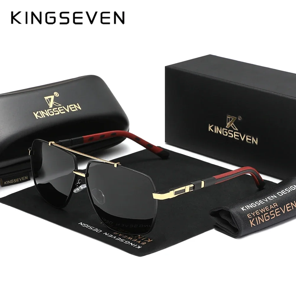 KINGSEVEN Nieuwe Luxe Zonnebril Mannen UV400 Vierkant Groot Frame Gepolariseerde Bril Mannelijke Vrouwen Outdoor Causale Mode Rijden Brillen - afbeelding 2