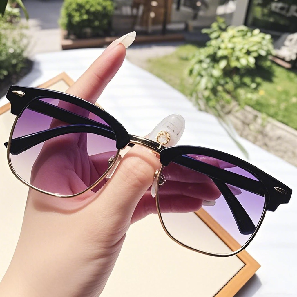 

2025 Retro Trend Classic Rice Nail Box Sunglasses Show Temperament Versatile Outdoor Sunscreen and UV400 Protection Sunglasses