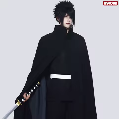HOLOUN Black Uchiha Sasuke Cosplay Costume Anime Top Cloak Pants Belt Halloween Christmas Animation Convention