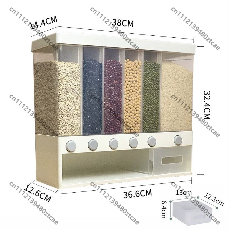 Wall‑mounted Large‑capacity Sealed Grain Storage Box Kitchen Hanging Container For Rice Beans And Other Cereals Food Storage