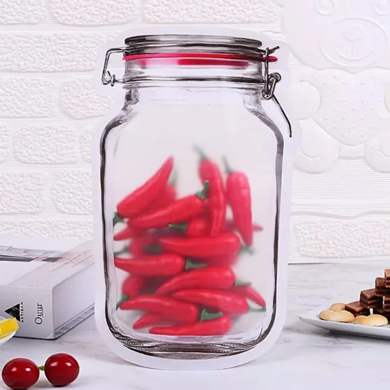 100個入り 赤い蓋付きプラスチックボトル スタンドアップメイソンジャーバッグ DIY 抹茶 ココア スナック スパイス コーヒー 砂糖 フルーツ ティー 冷蔵保存用ポーチ