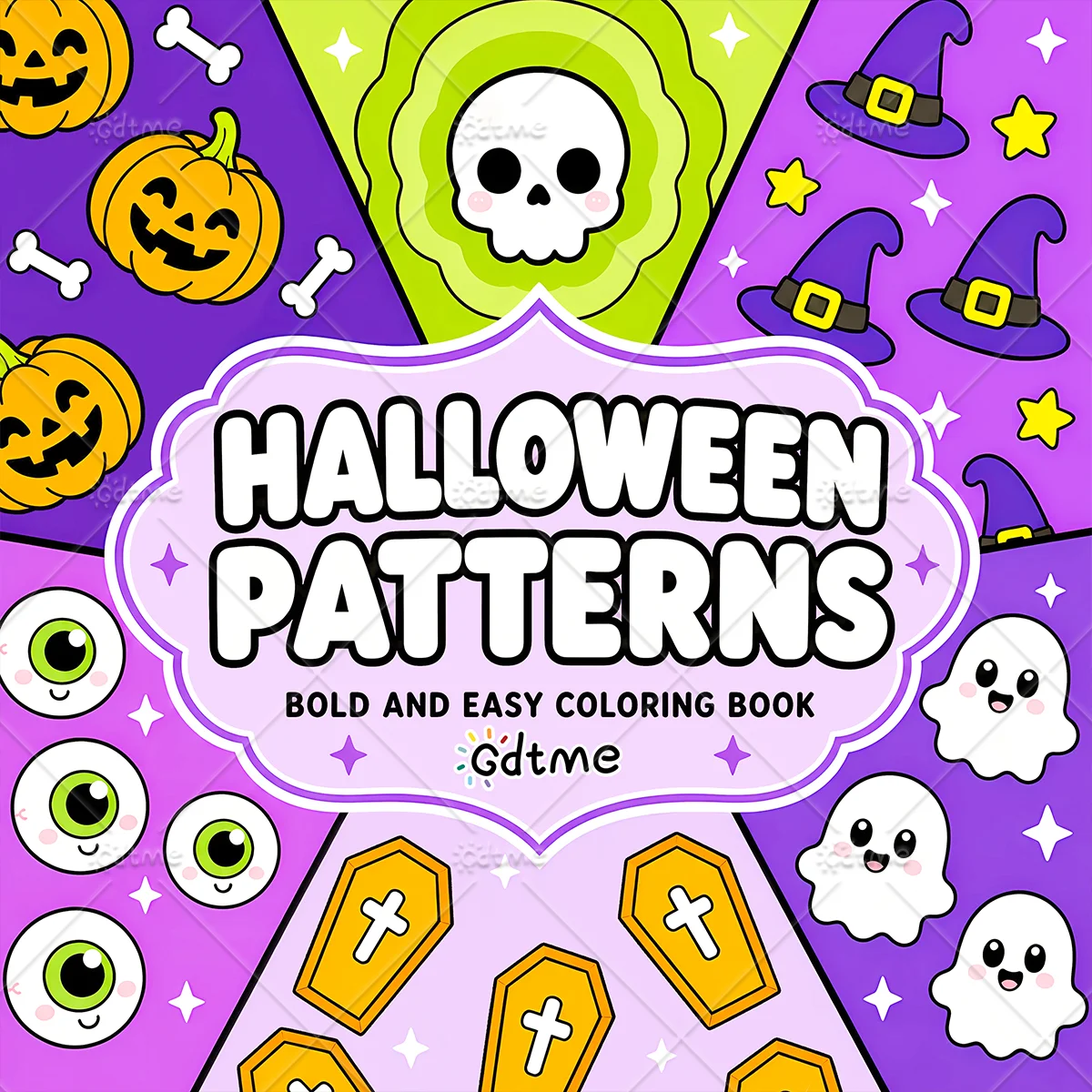 Bold Easy Halloween Patterns Coloring Book for Adults Cute Spooky Doodle Designs Large Print Stress Relax Art Drawing Ideal Gift