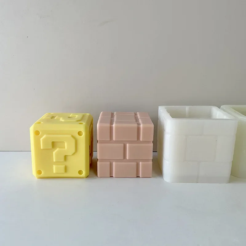 Square Question Mark Mold DIY Square Brick Aromatherapy Candle Gypsum Ornaments Silicone Mold