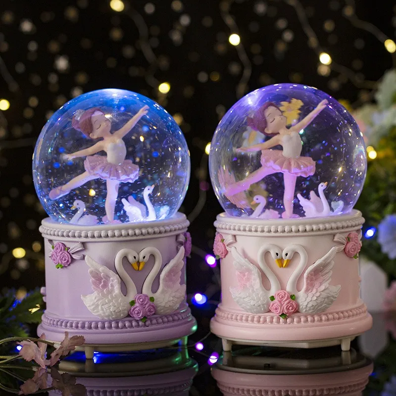 Ballet Girl Spinning Crystal Ball Music Box Atmosphere Desktop Nice Decor Children's Day Christmas Valentine's Day Birthday Gift