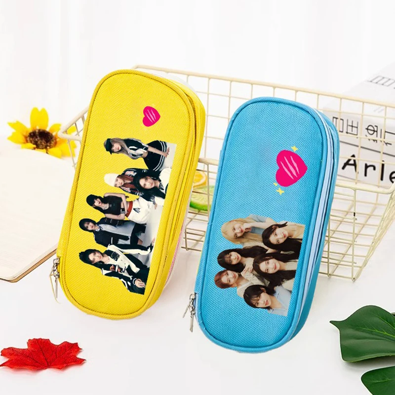 

KPOP NMIXX Yeonjun Winter Photo Print Canvas Pen Bags Sullyoon Wonyoung Stationery Storage Pencil Case Student Fans Supplies
