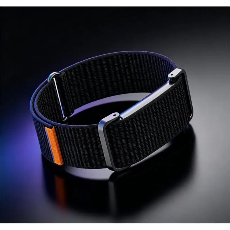 B03B-Metal Protective Case Nylon Strap For Google Fitbit Ultra-Slim Feather-Light Breathable Quick Release Replacement Wrist Ban