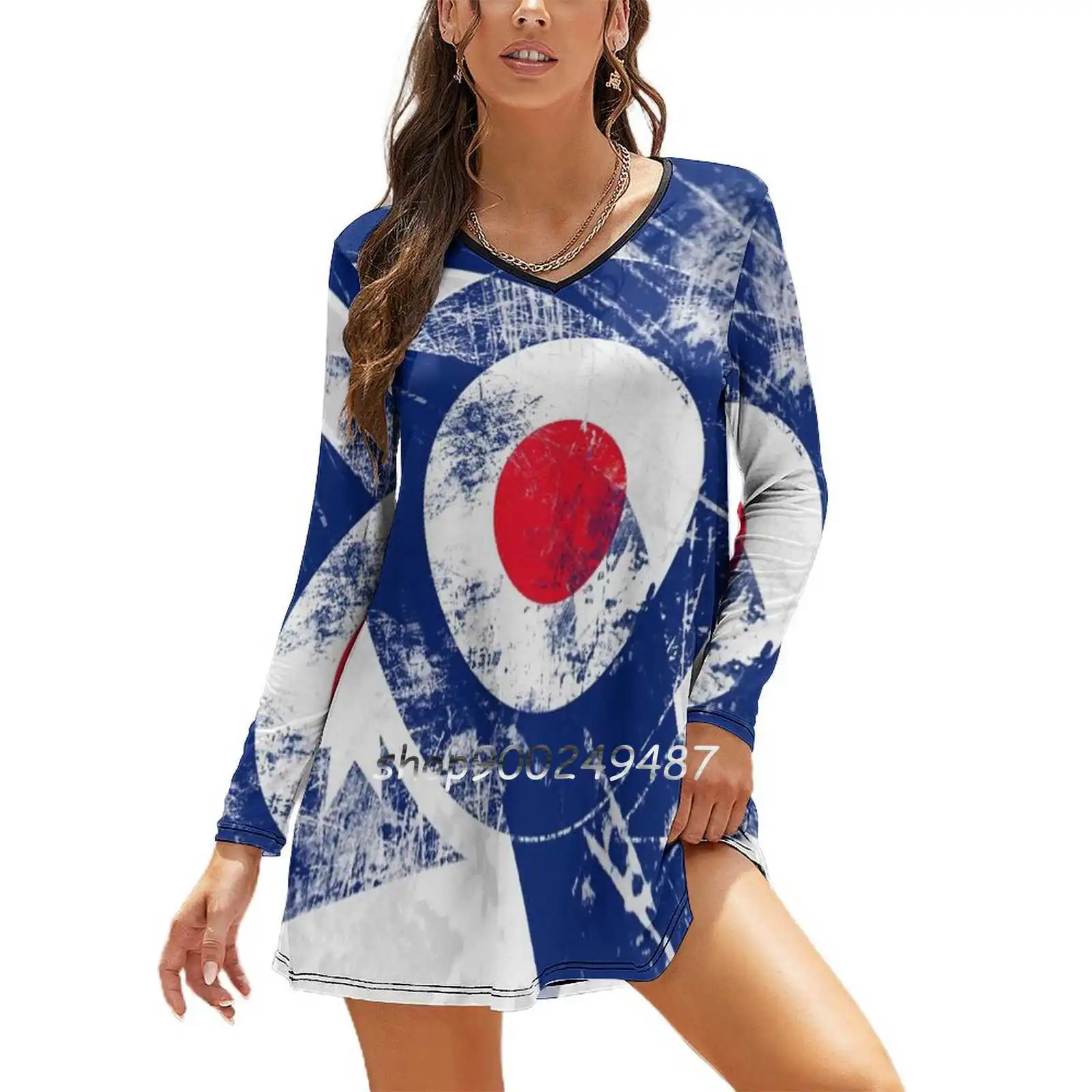 Grunge Mod Target Australia Women Spring Autumn Long Sleeve Dress Female Casual Dress Grunge Distressed Target Mod Mod Ska