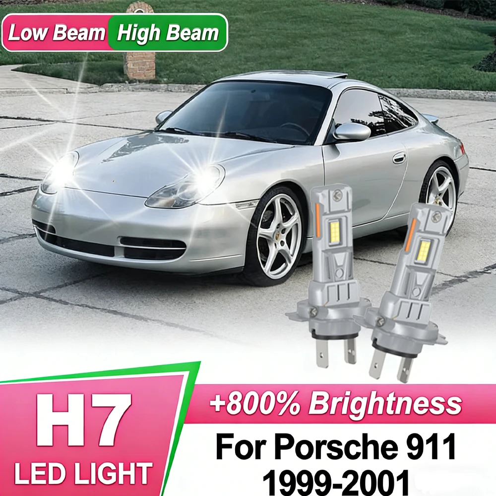 

H7 Led Headlight Bulb Kit Car Light Bulbs 200W Super-Bright 6000k White CSP Chip Highlight For Porsche 911 1999 2000 2001