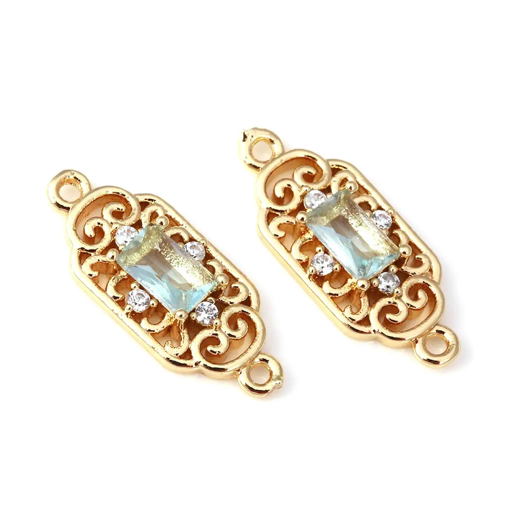10PCS 18K Gold Color Rectangle Connect Charms Pendants Earrings High Quality Diy Jewelry Accessories Rosediy official-website