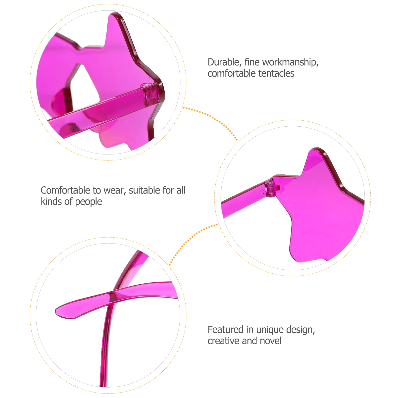 

2pcs Candy Color Sunglasses Star Shaped Frameless Durable PC Material Party Photo Beach Hawaii Birthday Decorative Eye-catching