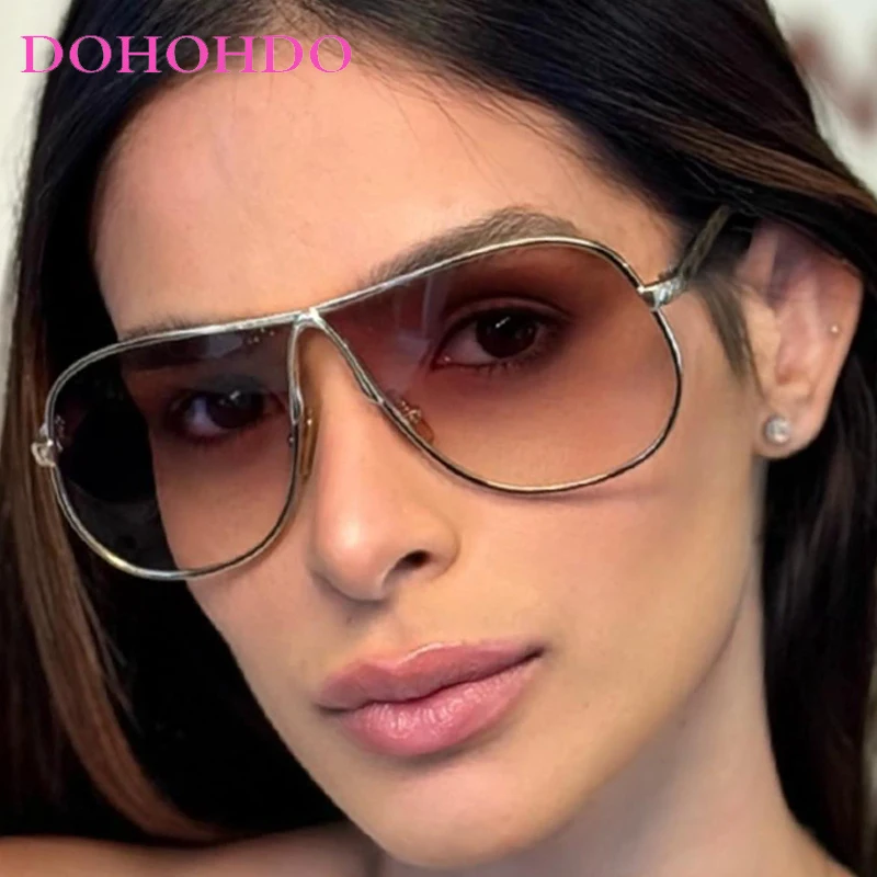 

2026 Fashion Big Frame Pilot Sunglasses Women Vintage Luxury Designer Punk Eyewear Men Outdoor Driving Shade Sunglasses UV400