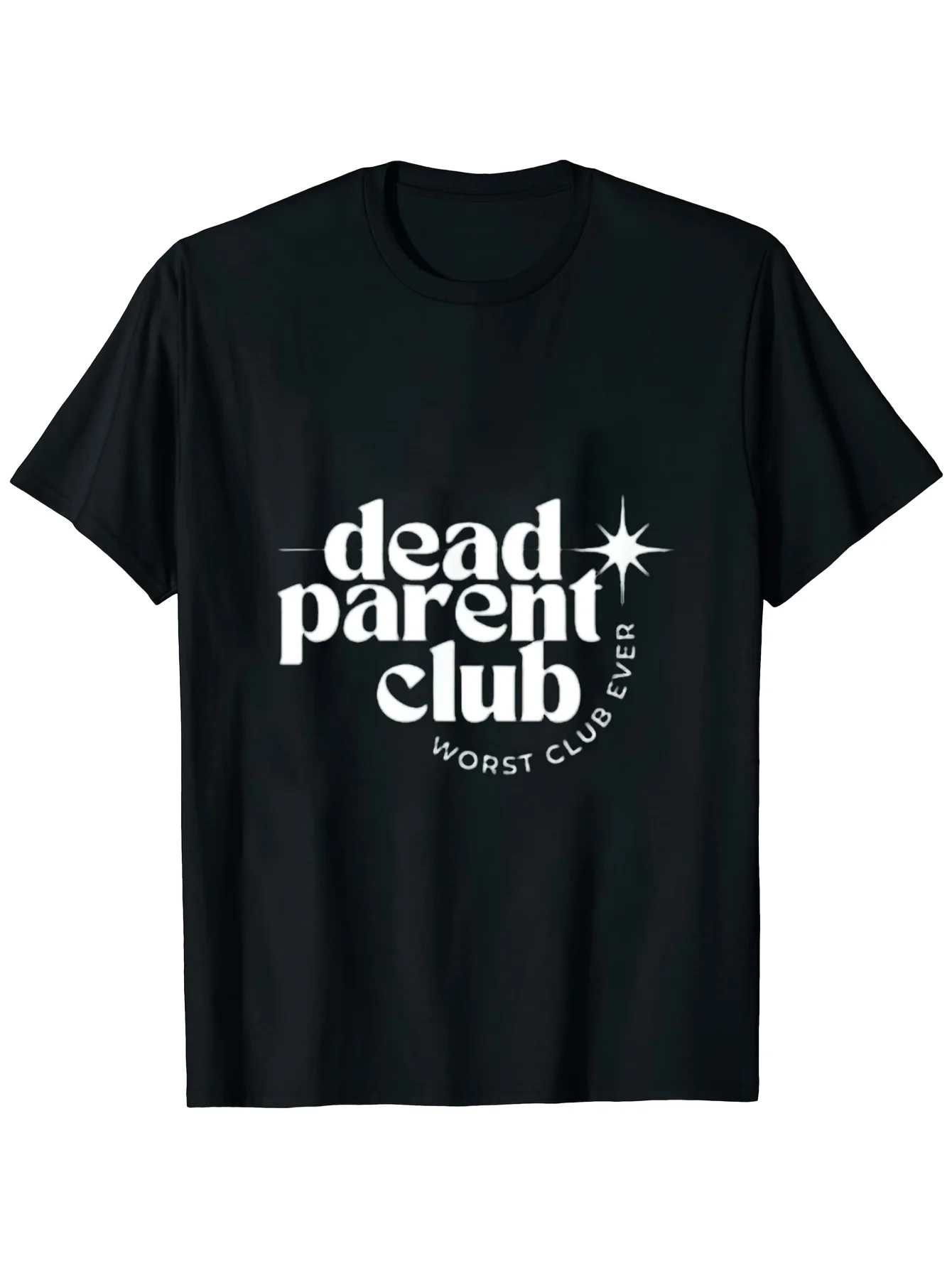 Gothic Men's Black Graphic T-Shirt Bold Letter Print Starburst Worst Club Ever Statement Design 100% Cotton Heavyweight Short Sleeve Casual Streetwear Tee