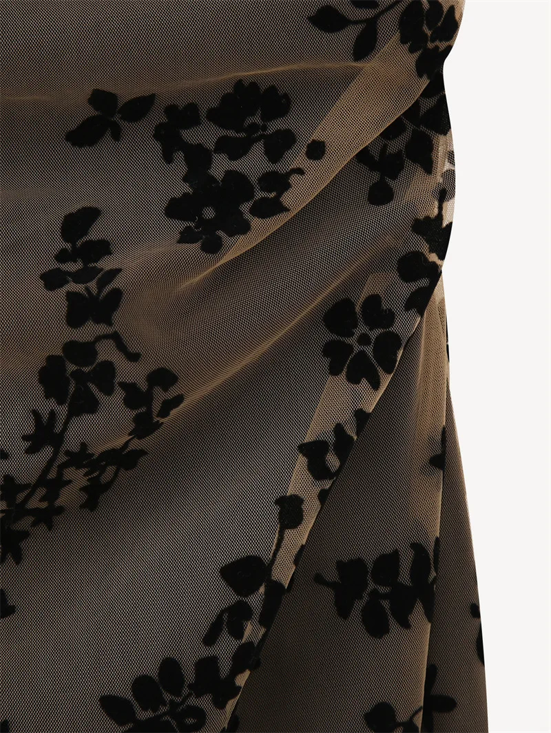 Fashion Jacquard Vintage V-neck Dress for Women 2024 Autumn New Women Temperament Sling Slim Long Dress Female  Bodycon Dress