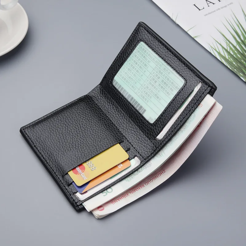 Men's Short Wallet Vertical Thin Driver's License Dollar Card Holder Practical Small Wallet  Purses