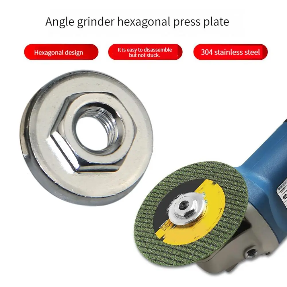 Replacement Angle Grinder Stainless Steel Hexagon Nut Pressure Plate 17mm Opposite For 100 Type Angle Grinder K4X5