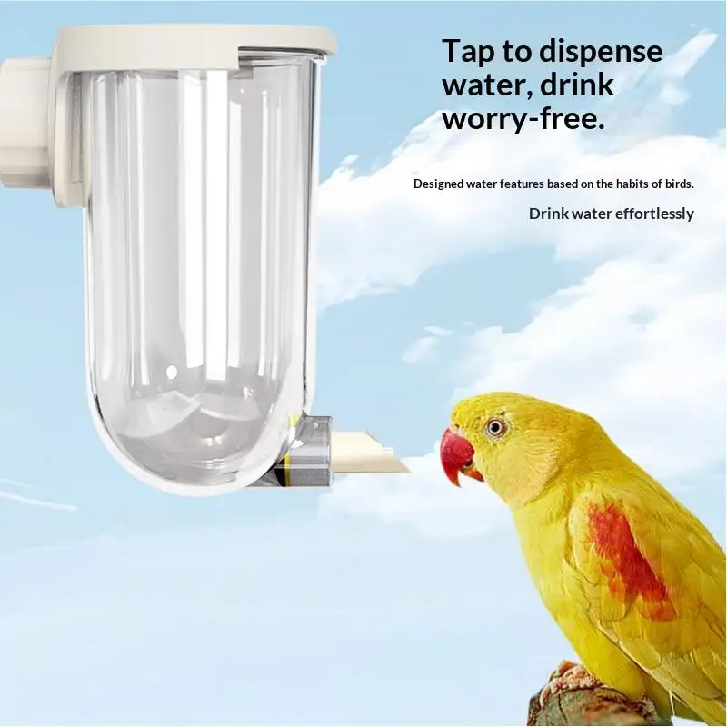 Automatischer Vogel-Tränkeautomat mit Pin-Touch-System, tropffrei, großes Fassungsvermögen 330 ml, für Tigerhautpapageien, Mynas, Vogelkäfig-Hängezubehör – Detail 8