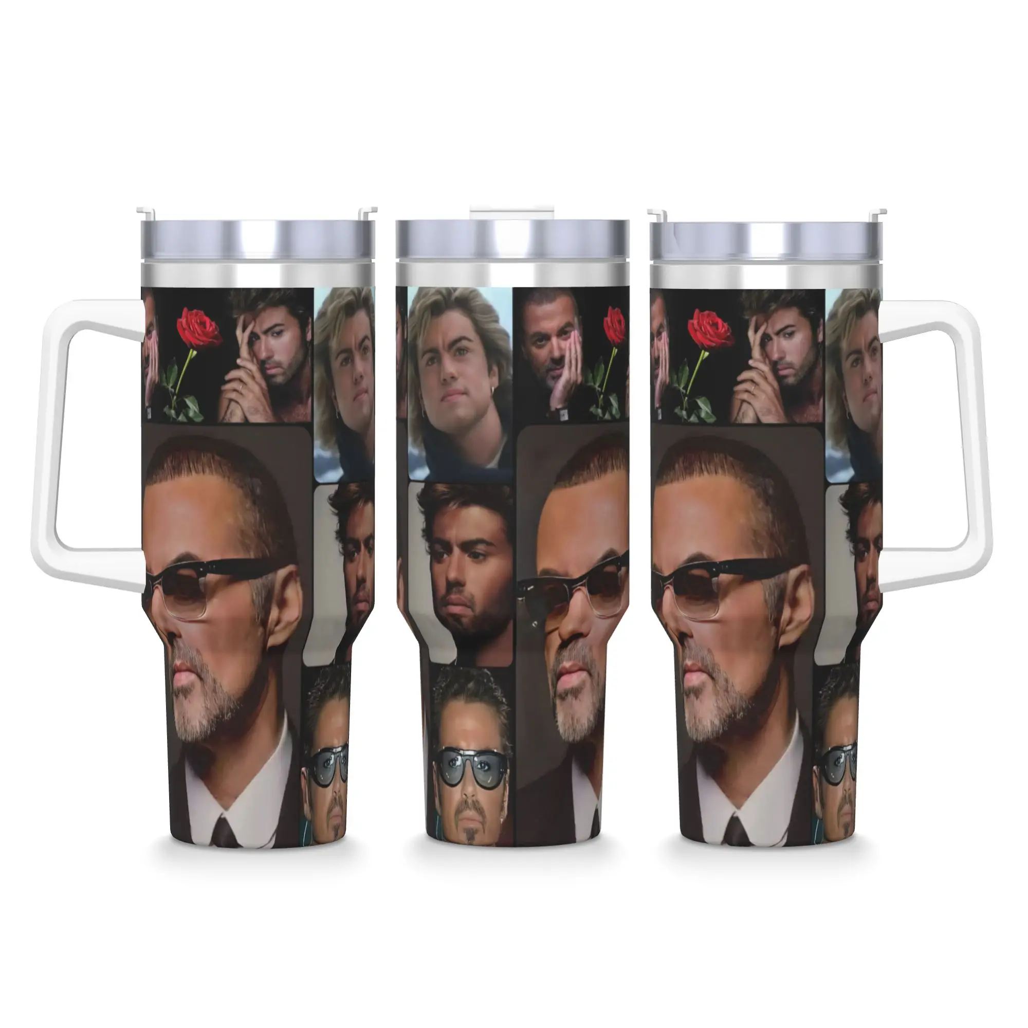 Stainless Steel Tumbler George Michael British Singer Mugs Cup With Straws  Travel Cold Drink Water Bottle Portable Thermal Mug