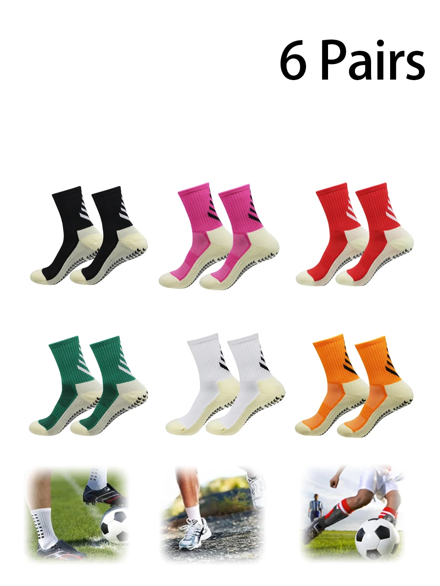 

6 Pairs New Men Women Sports Non-slip Football Socks Basketball Socks Fitness Socks Comfortable Durable Running Socks