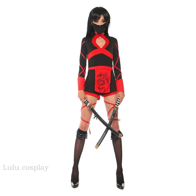 Damski Seksowny Strój Cosplay Smoka Ninja Wojownika Body Halloween Przebranie Japoński Wojownik Ninja Samuraj Kendo Sukienka