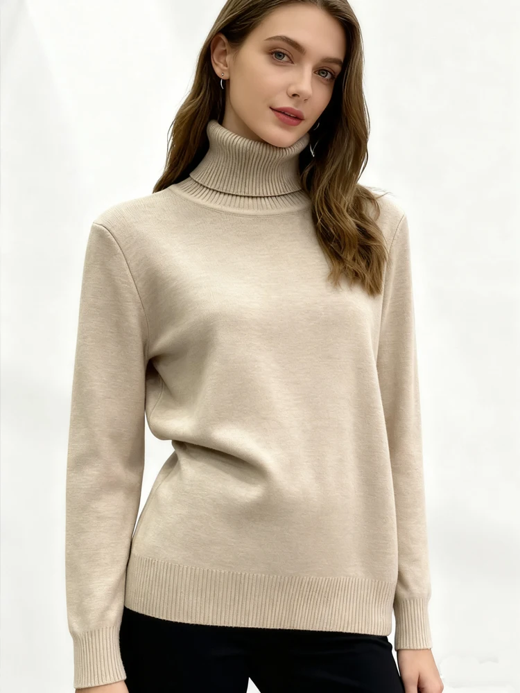 

Autumn/Winter New Turtleneck Thick Velvet Sweater Elegant Knitted Sweaters Casual Solid Color Warm Top Simple Knitwear 2194#