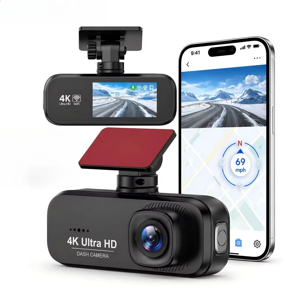 4K Dash Cam Front 1080P Rear Camera WIFI APP Control Car DVR Loop Recording 24-Hour Parking Monitor Auto Driving Recorder