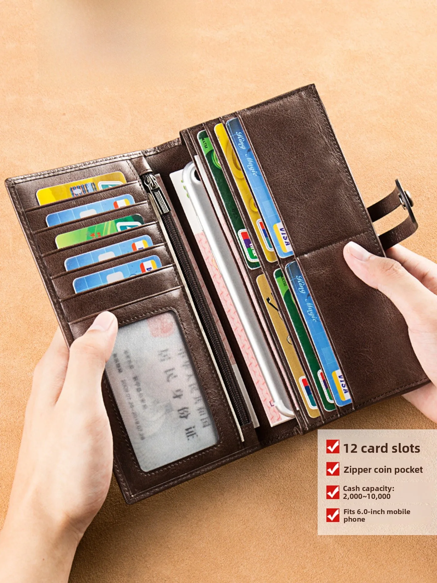 carteira-longa-masculina-fengyu-com-textura-de-cera-de-Oleo-ande-capacidade-multiplos-slots-para-cartoes-clipe-de-dinhei