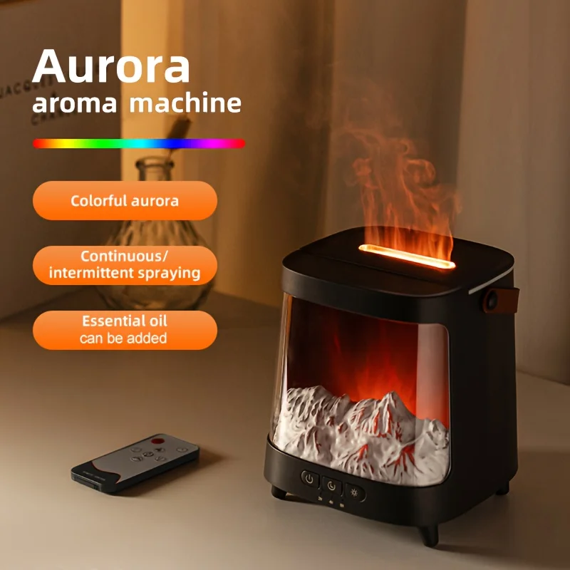 2026 New Upgrade 1PC Simulated Volcanic Desktop Humidifier 7-Colorful Flame Eruption Three-Level Timer Ideal For Hallowmas Decor